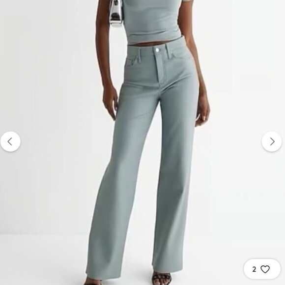 Express Pants - Express NWT Green Wide Leg Faux Leather Pants- Size 2
